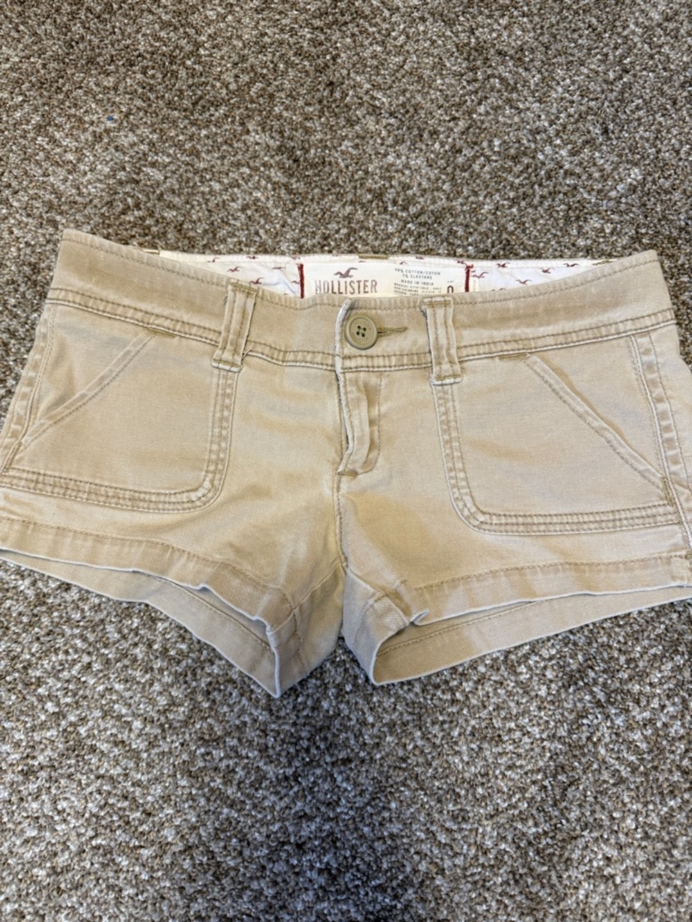 Hollister Beige/Tan Low-Rise Denim Shorts